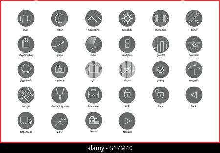 Linear thin icons symbols set. Stock Vector