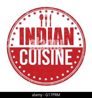 Indian cuisine grunge rubber stamp on white background, vector illustration Stock Vector