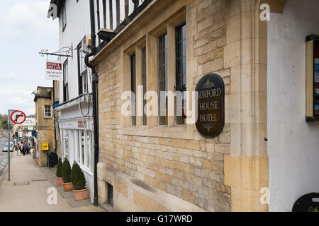 The side of Burford House Hotel Witney Street on the High Street on the A361 through Burford, Oxfordshire, UK Stock Photo