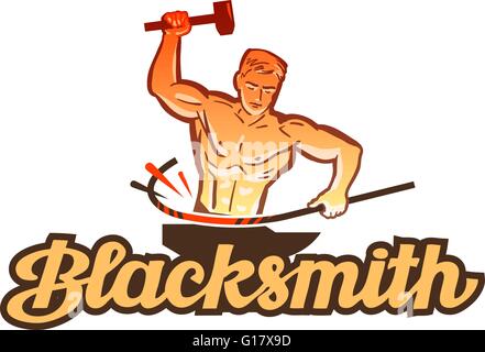 blacksmith vector logo. smithy or industry icon Stock Vector