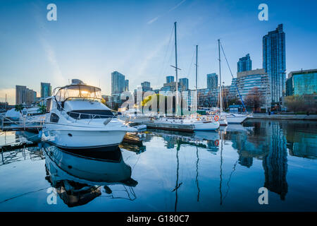 Marina and the downtown skyline, seen at the Harbourfront in Toronto, Ontario. Stock Photo