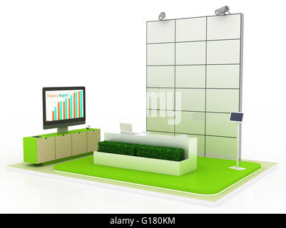 Empty exhibition booth, copy space illustration, 3d rendering Stock Photo