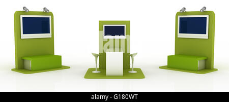 Empty exhibition booth, copy space illustration, 3d rendering