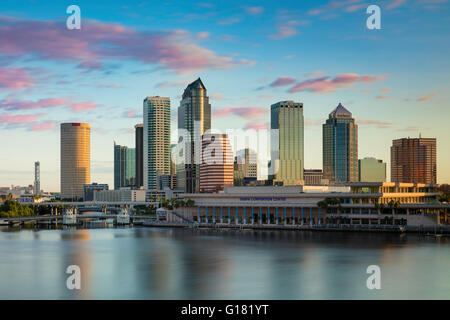 Dawn over the skyline of Tampa, Florida, USA Stock Photo