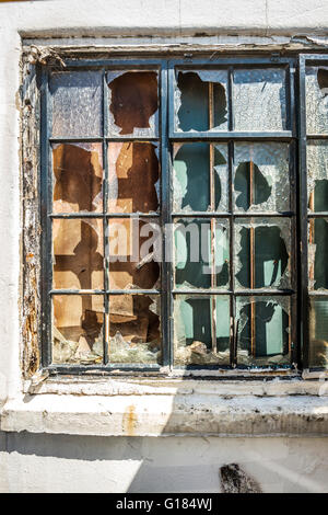 broken window on old building Stock Photo