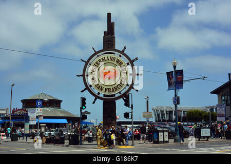 Fisherman's Wharf sign on an afternoon in June Stock Photo