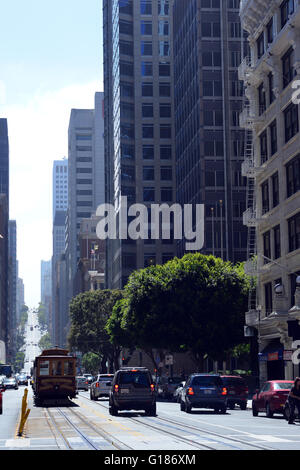 California Street, San Francisco on a sunny afternoon in June Stock Photo
