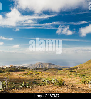 View over southern Tenerife from above the town of Arona towards Montana de Guaza and the south coast Stock Photo