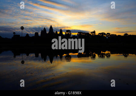 Angkor Wat temple at sunrise, Siem Reap, Cambodia Stock Photo