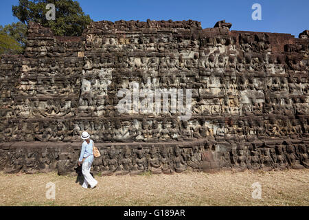 Terrace of the Leper King in Angkor Thom, Siem Reap, Cambodia Stock Photo