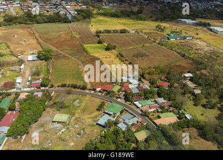 ALAJUELA, COSTA RICA - aerial view of housing and farming Stock Photo