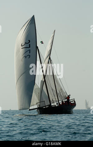 Dhow racing Abu Dhabi, United Arab Emirates. Stock Photo