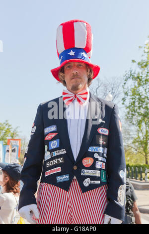 Man dressed as Uncle Sam at a political protest - Washington, DC USA