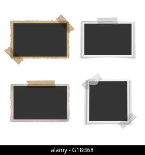 Old blank photo frame with tape Stock Vector