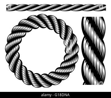 Nautical rope frame set. Rope border nautical frame, vector ...
