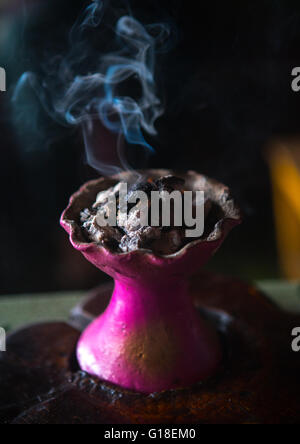 Ethiopian traditional coffee ceremony with incense burning on charcoal, Semien wollo zone, Woldia, Ethiopia Stock Photo