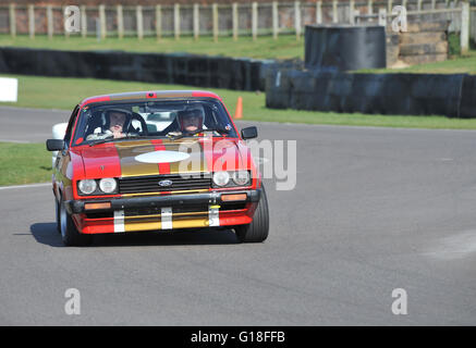 Alan Mann racing Capri 3000 from 1977 on track at Goodwood Stock Photo