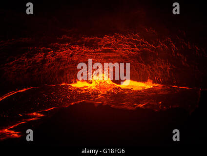The living lava lake in the crater of erta ale volcano, Afar region, Erta ale, Ethiopia Stock Photo