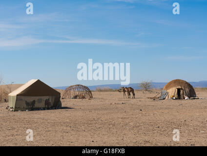 School under a tent in a small afar tribe village, Afar region, Assayta, Ethiopia Stock Photo