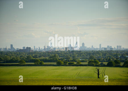 The iconic landmarks of London's Financial District as seen from Hainault in Essex Stock Photo