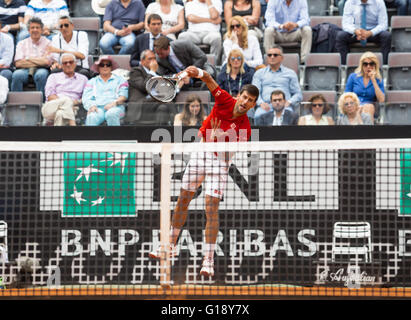 Novak Djokovic playing Stephane Robert of France in the 2nd round of the mens singles at the BNL Internazionali di tennis, Rome. Stock Photo