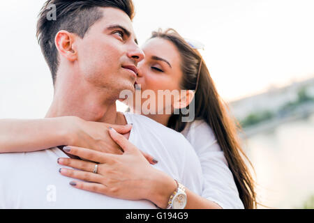 Young and beautiful couple in love bonding with each other Stock Photo
