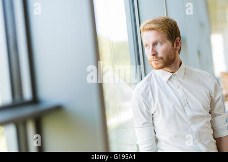 Portrait of a successful businessman standing by the window Stock Photo