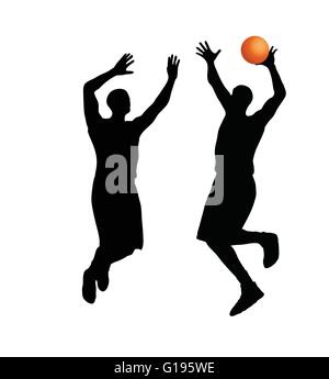 Vector Image - basketball player man silhouette isolated on white background Stock Vector