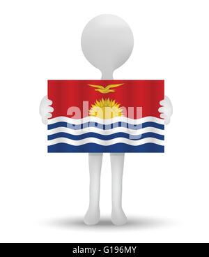 small 3d man holding a flag of Republic of Kiribati Stock Vector