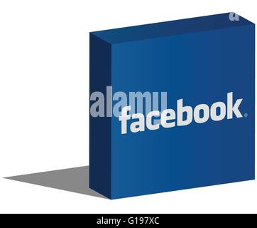 ISTANBUL, TURKEY - AUGUST 06, 2015: Facebook logotype in 3d form and placed on white background. Facebook is an online social ne Stock Vector