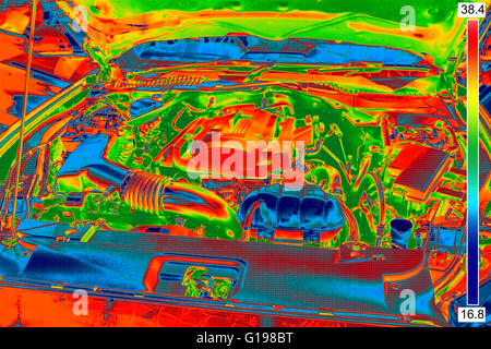 Thermal Image of Car Engine Stock Photo