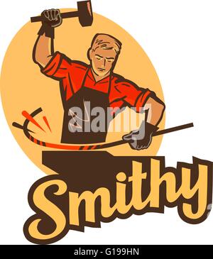 smithy, blacksmith label and logo Stock Vector