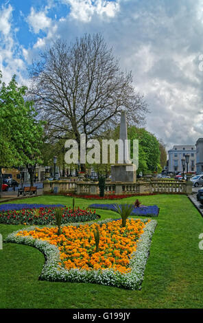 UK,Gloucestershire,Cheltenham,The Promenade, Long Gardens and Cheltenham War Memorial Stock Photo