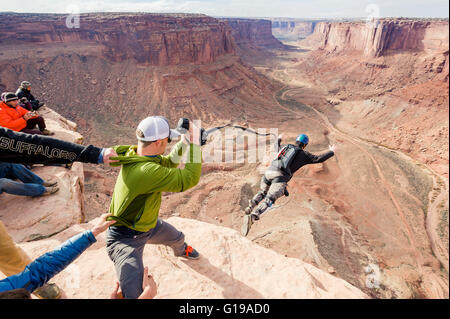 Base Jumping at Fruit Bowl Stock Photo