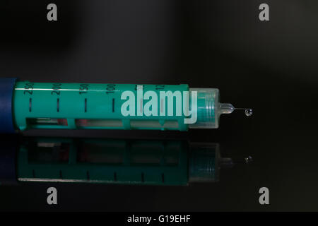 Insulin pen used in the treatment of Diabetes mellitus. Stock Photo