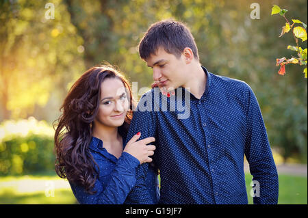 close up portrait of happy teenage couple Stock Photo