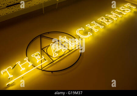 The Alchemist neon sign in cocktail bar Stock Photo