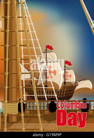 Columbus Day Card Stock Vector