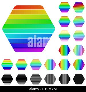 Set of rainbow hexagon logo designs Stock Vector