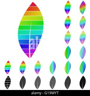 Set of rainbow leaf logo icons Stock Vector