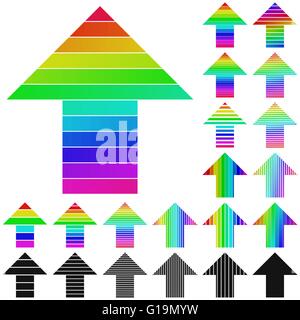 Set of rainbow arrow logo icons Stock Vector