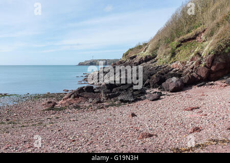 Stony beach near St Ishmaels on the Pembrokeshire Coastal Path Stock Photo