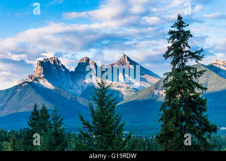 The Three Sisters peaks, Canmore, Alberta, Canada Stock Photo