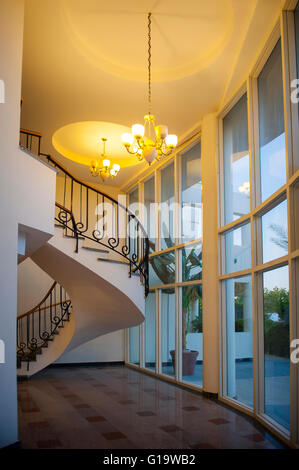 stairway interior architecture. circular classic staircase in hotel ...