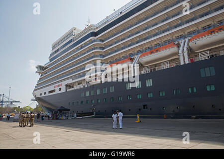 Queen Elizabeth cruise liner owned by Cunard docked in Chennai India during its 2016 World Cruise Stock Photo