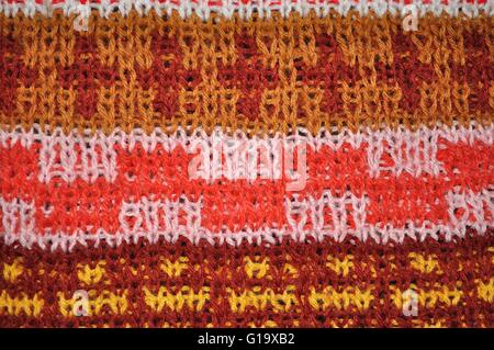 Background texture of colorful woolen knitted pattern Stock Photo