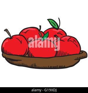 apples in a bowl Stock Vector