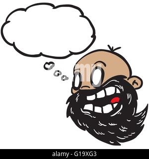 bearded bald man with thought bubble cartoon Stock Vector