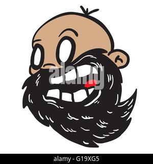 bearded bald man cartoon illustration Stock Vector