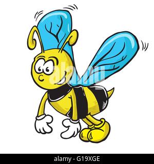 bee cartoon illustration isolated on white Stock Vector